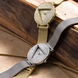 Guess Iconic Diamonds Gold Dial Gold Mesh Bracelet Watch For Women - GW0477L2 Buy Now By Guess