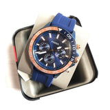 Fossil Bannon Multifunction Blue Dial Blue Silicone Strap Watch for Men - BQ2498 Buy Now By Fossil
