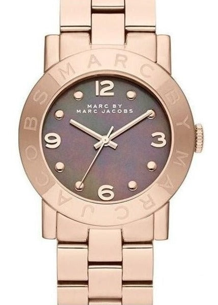Marc Jacobs Amy Mother of Pearl Black Dial Rose Gold Steel Strap Watch for Women - MBM8610 Buy Now By Marc Jacobs