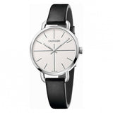 Calvin Klein Evan White Dial Black Leather Strap Watch for Women - K7B231CY Buy Now By Calvin Klein