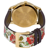 Gucci G Timeless Floral Gold Dial White Leather Strap Watch For Women - YA1264084 Buy Now By Gucci