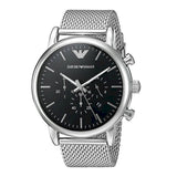Emporio Armani Luigi Black Dial Silver Mesh Bracelet Watch For Men - AR8032 Buy Now By Emporio Armani