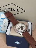 Fossil Retro Traveler Chronograph White Dial Brown Leather Strap Watch for Men - CH2886 Buy Now By Fossil