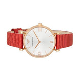 Emporio Armani Gianni T Bar Silver Dial Red Leather Strap Watch For Women - AR1876 Buy Now By Emporio Armani