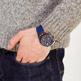 Guess Force Blue & Rose Gold Dial Blue Silicone Strap Watch For Men - W0674G2 Buy Now By Guess