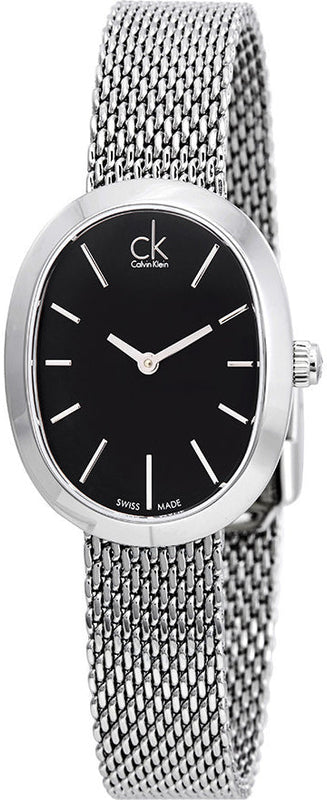 Calvin Klein Incentive Black Dial Silver Mesh Bracelet Watch for Women - K3P23121 Buy Now By Calvin Klein