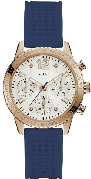 Guess Marina Multifunction White Dial Blue Rubber Strap Watch for Women - W1025L4 Buy Now By Guess