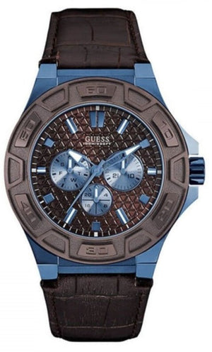 Guess Force Quartz Brown Dial Brown Leather Strap Watch For Men - W0674G5 Buy Now By Guess