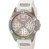 Guess Frontier Diamonds Silver Dial White Rubber Strap Watch for Women - GW0045L1 Buy Now By Guess