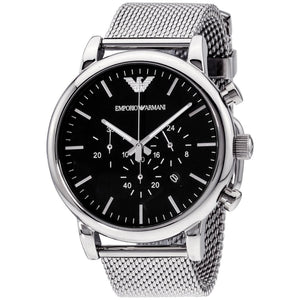 Emporio Armani Classic Chronograph Black Dial Silver Mesh Bracelet Watch For Men - AR1808 Buy Now By Emporio Armani