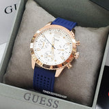 Guess Marina Multifunction White Dial Blue Rubber Strap Watch for Women - W1025L4 Buy Now By Guess