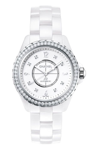 Chanel J12 Diamonds Quartz White Dial White Steel Strap Watch for Women - J12 H2572 Buy Now By Chanel