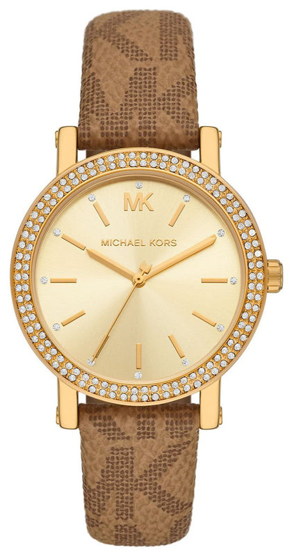 Michael Kors Quartz Gold Dial Brown Leather Strap Watch For Women - MKO1026 Buy Now By Michael Kors