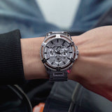 Guess King Quartz Silver Dial Silver Steel Strap Watch For Men - GW0497G1 Buy Now By Guess