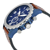 Fossil Nate Chronograph Navy Blue Dial Brown Leather Strap Watch for Men - JR1504 Buy Now By Fossil