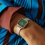 Daniel Wellington Quadro Studio Green Dial Rose Gold Mesh Strap Watch For Women - DW00100520 Buy Now By Daniel Wellington