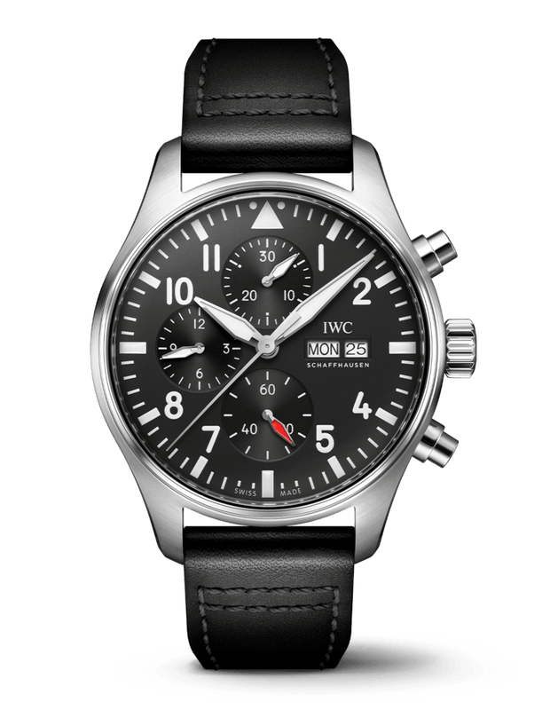 IWC Pilot's Watch Chronograph Black Dial Black Leather Strap Watch for Men - IW377709 Buy Now By IWC