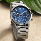 Guess Hendrix Chronograph Blue Dial Silver Steel Strap Watch for Men - W1309G1 Buy Now By Guess