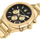 Maserati Stile 45mm Chronograph Black Dial Gold Steel Strap Watch For Men - R8873642001 Buy Now By Maserati