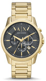 Armani Exchange Banks Chronograph Black Dial Gold Steel Strap Watch For Men - AX1721 Buy Now By Armani Exchange