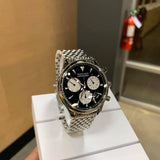 Movado Heritage Calendoplan Chronograph Black Dial Silver Steel Strap Watch for Men - 3650014 Buy Now By Movado