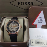 Fossil Townsman Automatic Skeleton Black Dial Black Leather Strap Watch for Men - ME3084 Buy Now By Fossil