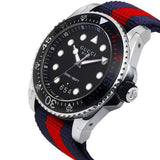 Gucci Dive Black Dial Red & Blue Nylon Strap Watch For Men - YA136210 Buy Now By Gucci