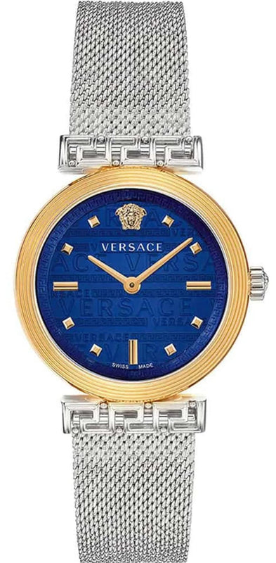 Versace Meander Blue Dial Silver Mesh Bracelet Watch for Women - VELW00520 Buy Now By Versace