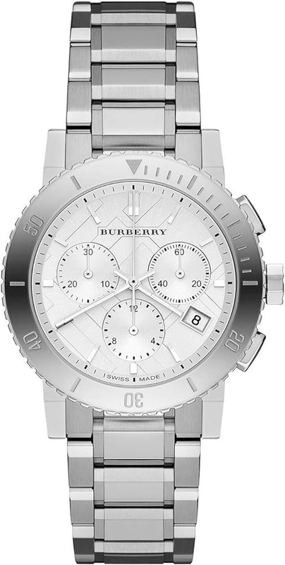 Burberry City Chronograph White Dial Silver Steel Strap Watch For Women - BU9700 Buy Now By Burberry