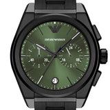 Emporio Armani Federico Chronograph Green Dial Black Steel Strap Watch For Men - AR11562 Buy Now By Emporio Armani