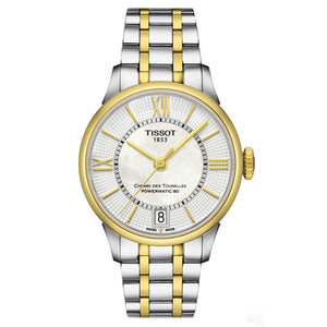 Tissot Chemin Des Tourelles Powermatic 80 Lady Mother of Pearl White Dial Two Tone Steel Strap Watch For Women - T099.207.22.118.00 Buy Now By Tissot