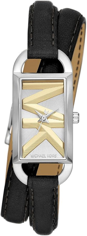 Michael Kors Empire Three-Hand Silver Dial Black Leather Strap Watch For Women - MK4722 Buy Now By Michael Kors