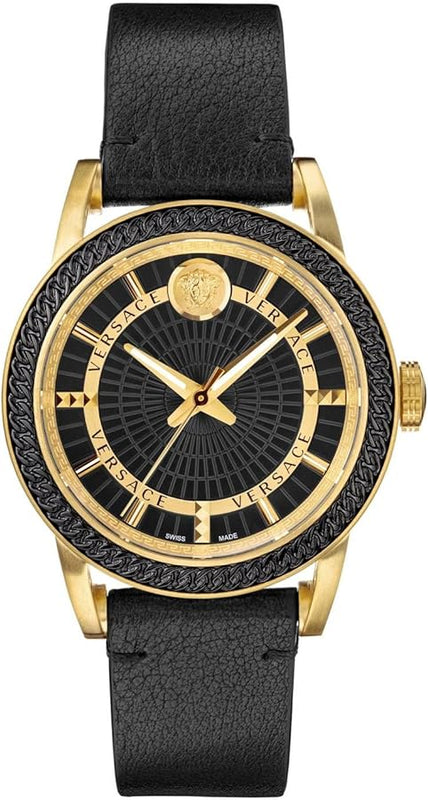 Versace Code Quartz Black Dial Black Leather Strap Watch For Men - VEPO00320 Buy Now By Versace