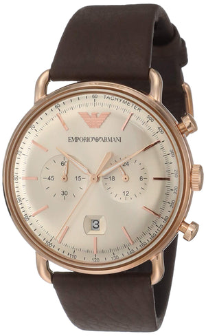 Emporio Armani Aviator Grey Dial Brown Leather Strap Watch For Men - AR11106 Buy Now By Emporio Armani