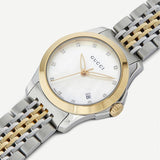 Gucci G Timeless Diamonds Mother of Pearl Dial Two Tone Steel Strap Watch For Women - YA126413 Buy Now By Gucci