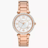 Michael Kors Parker Three-Hand Mother of Pearl White Dial Rose Gold Steel Strap Watch For Women - MK4695 Buy Now By Michael Kors