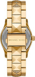 Michael Kors Runway Three Hand Green Dial Gold Steel Strap Watch For Women - MK7390 Buy Now By Michael Kors