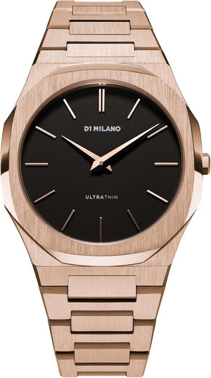 D1 Milano Ultra Thin Black Dial Gold Steel Strap Watch for Men - D1-UTBJ42 Authentic Buy Shop Now