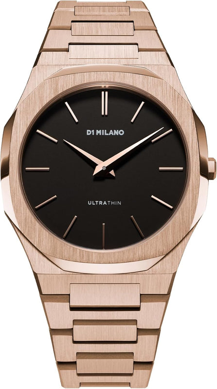 D1 Milano Ultra Thin Black Dial Gold Steel Strap Watch for Men - D1-UTBJ42 Authentic Buy Shop Now