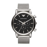 Emporio Armani Chronograph Black Dial Silver Mesh Bracelet Watch For Men - AR11104 Buy Now By Emporio Armani