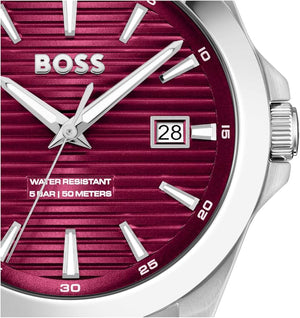 Hugo Boss Strike Red Dial Silver Steel Strap Watch for Men - 1514174 Buy Now By Hugo Boss
