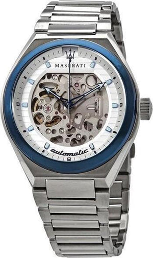Maserati Triconic Automatic Skeleton Grey Dial Silver Steel Strap Watch For Men - R8823139002 Buy Now By Maserati