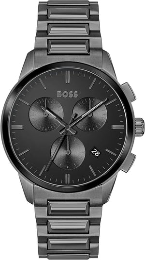 Hugo Boss Dapper Chronograph Black Dial Black Steel Strap Watch For Men - 1513929 Buy Now By Hugo Boss