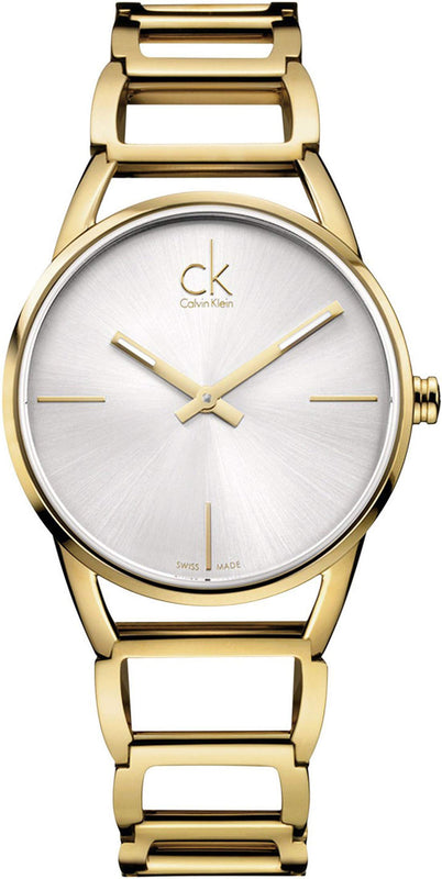 Calvin Klein Stately Silver Dial Gold Steel Strap Watch for Women - K3G23526 Buy Now By Calvin Klein