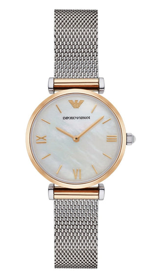 Emporio Armani Gianni T Bar Mother of Pearl Dial Silver Mesh Bracelet Watch For Women - AR2068 Buy Now By Emporio Armani