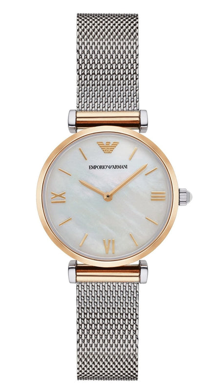 Emporio Armani Gianni T Bar Mother of Pearl Dial Silver Mesh Bracelet Watch For Women - AR2068 Buy Now By Emporio Armani
