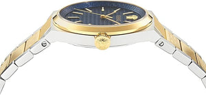 Versace V-Auria Quartz Blue Dial Two Tone Steel Strap Watch for Men - VE0F00325 Buy Now By Versace