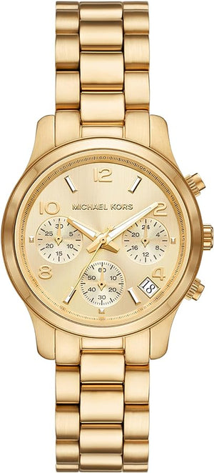 Michael Kors Runway Chronograph Gold Dial Gold Steel Strap Watch For Women - MK7326 Buy Now By Michael Kors