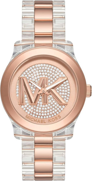 Michael Kors Runway Analog Crystals Rose Gold Dial Two Tone Steel Strap Watch for Women - MK7355 Buy Now By Michael Kors