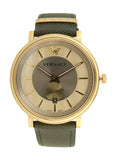 Versace V-Circle Manifesto Gold Dial Black Leather Strap Watch for Men - VBQ030017 Buy Now By Versace